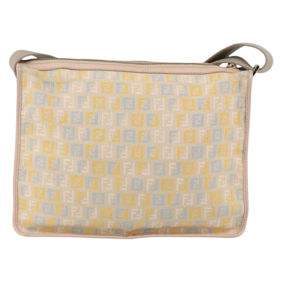 FENDI Zucchino Canvas Schultertasche Pink Gold Auth 157643V