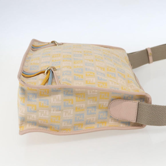 FENDI Zucchino Canvas Schultertasche Pink Gold Auth 157643V