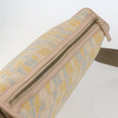 FENDI Zucchino Canvas Shoulder Bag Pink Gold Auth 157643V-6