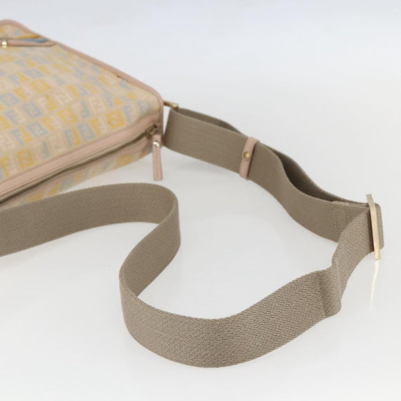 FENDI Zucchino Canvas Schultertasche Pink Gold Auth 157643V