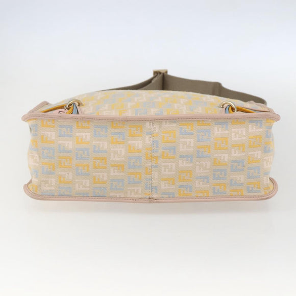 FENDI Zucchino Canvas Schultertasche Pink Gold Auth 157643V