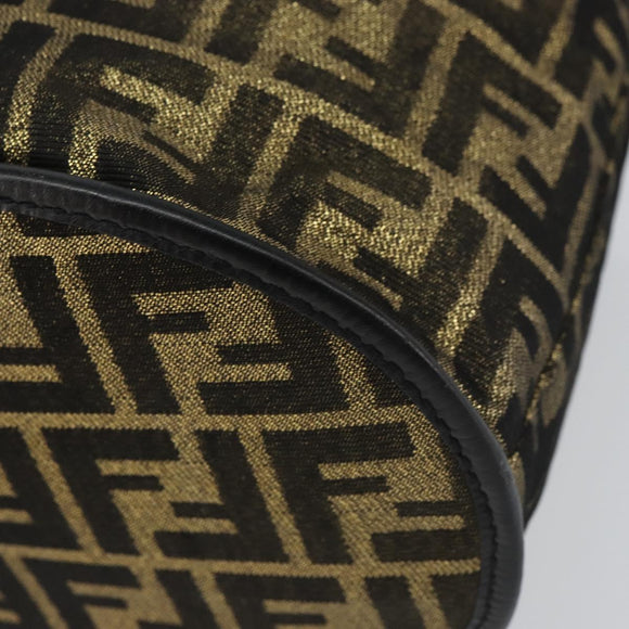 FENDI Zucca Canvas Vanity Bag Black Brown Auth 157664