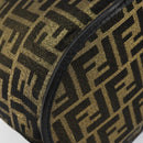 FENDI Zucca Canvas Vanity Bag Black Brown Auth 157664-16