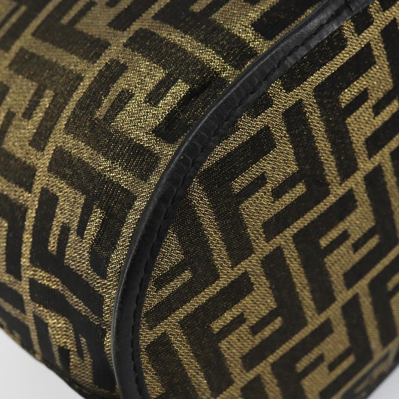FENDI Zucca Canvas Vanity Bag Black Brown Auth 157664