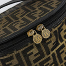 FENDI Zucca Canvas Vanity Bag Black Brown Auth 157664-17