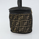 FENDI Zucca Canvas Vanity Bag Black Brown Auth 157664-3