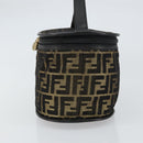 FENDI Zucca Canvas Vanity Bag Black Brown Auth 157664-4