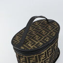 FENDI Zucca Canvas Vanity Bag Black Brown Auth 157664-6