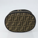 FENDI Zucca Canvas Vanity Bag Black Brown Auth 157664-5