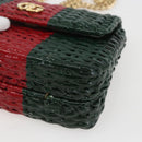 GUCCI Wicker Chain Web Sherry Line Bag Wood Red Green 524829 Auth 157665V-8