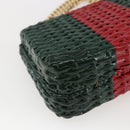 GUCCI Wicker Chain Web Sherry Line Bag Wood Red Green 524829 Auth 157665V-17
