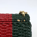 GUCCI Wicker Chain Web Sherry Line Bag Wood Red Green 524829 Auth 157665V-9