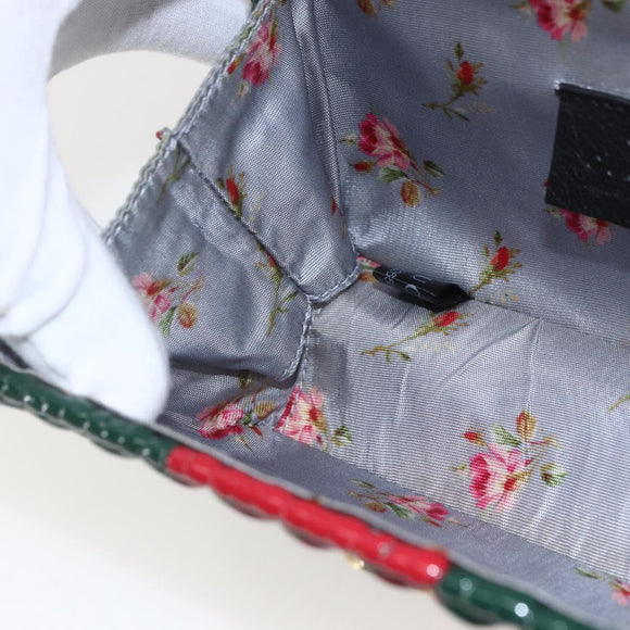 GUCCI Wicker Chain Web Sherry Line Bag Wood Red Green 524829 Auth 157665V