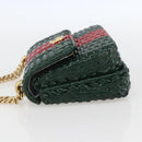 GUCCI Wicker Chain Web Sherry Line Bag Wood Red Green 524829 Auth 157665SAV-3
