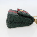 GUCCI Wicker Chain Web Sherry Line Bag Wood Red Green 524829 Auth 157665V-4