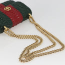 GUCCI Wicker Chain Web Sherry Line Bag Wood Red Green 524829 Auth 157665SAV-7