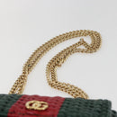 GUCCI Wicker Chain Web Sherry Line Bag Wood Red Green 524829 Auth 157665V-14