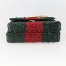 GUCCI Wicker Chain Web Sherry Line Bag Wood Red Green 524829 Auth 157665V-5