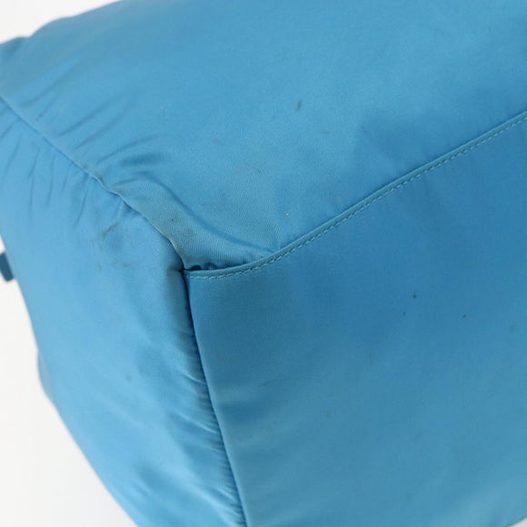 PRADA Boston Bag Nylon Blue Silver Auth 157666