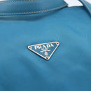 PRADA Boston Bag Nylon Blue Silver Auth 157666-14