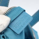 PRADA Boston Tasche Nylon Blau Silber Original 157666-18