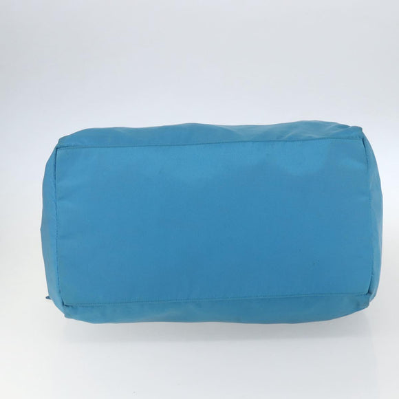 PRADA Boston Tasche Nylon Blau Silber Original 157666