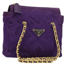 PRADA Chain Shoulder Bag Nylon Purple Gold Auth 157669-1