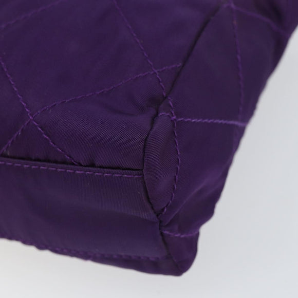 PRADA Chain Shoulder Bag Nylon Purple Gold Auth 157669