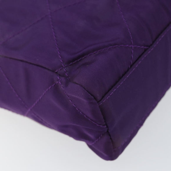 PRADA Chain Shoulder Bag Nylon Purple Gold Auth 157669