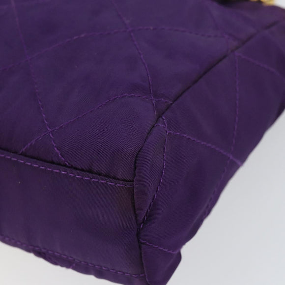 PRADA Chain Shoulder Bag Nylon Purple Gold Auth 157669