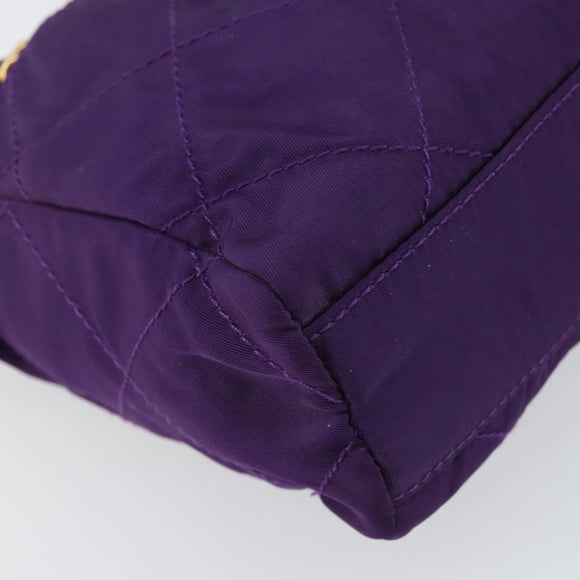 PRADA Chain Shoulder Bag Nylon Purple Gold Auth 157669