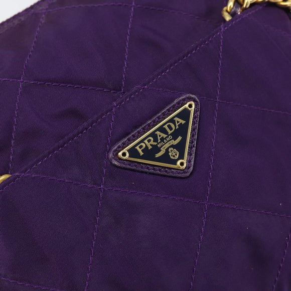 PRADA Ketten-Umhängetasche Nylon Lila Gold Authentisch 157669
