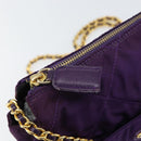 PRADA Ketten-Umhängetasche Nylon Lila Gold Authentisch 157669-10