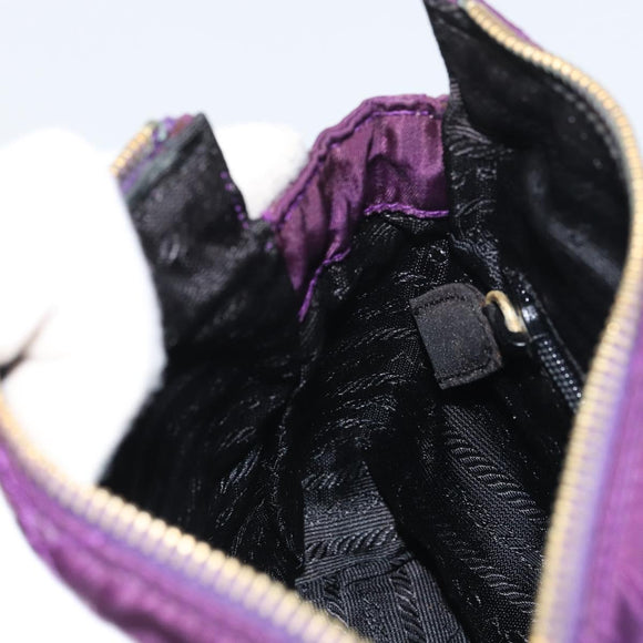 PRADA Ketten-Umhängetasche Nylon Lila Gold Authentisch 157669