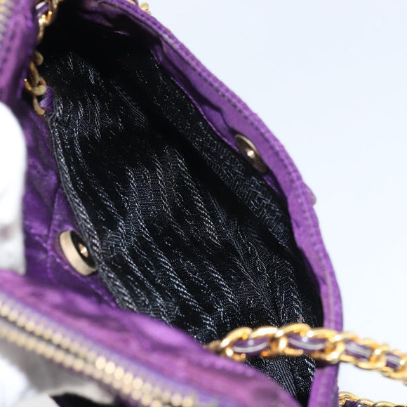 PRADA Chain Shoulder Bag Nylon Purple Gold Auth 157669