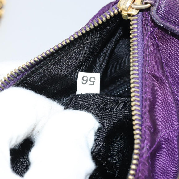PRADA Ketten-Umhängetasche Nylon Lila Gold Authentisch 157669