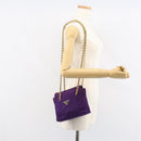 PRADA Ketten-Umhängetasche Nylon Lila Gold Authentisch 157669-24