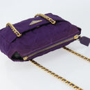 PRADA Ketten-Umhängetasche Nylon Lila Gold Authentisch 157669-6