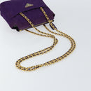 PRADA Chain Shoulder Bag Nylon Purple Gold Auth 157669-7
