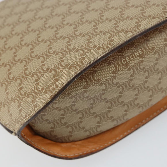CELINE Macadam Canvas Shoulder Bag PVC Beige Gold Auth 157670