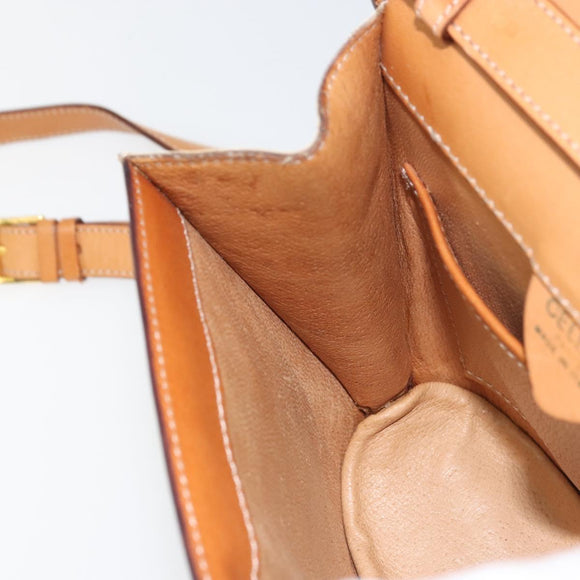 CELINE Macadam Canvas Shoulder Bag PVC Beige Gold Auth 157670