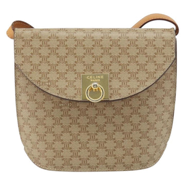 CELINE Macadam Canvas Shoulder Bag PVC Beige Gold Auth 157670 - 0