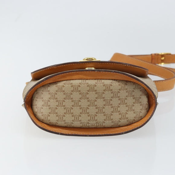 CELINE Macadam Canvas Shoulder Bag PVC Beige Gold Auth 157670