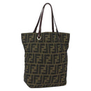 FENDI Zucca Canvas Hand Bag Black Brown Auth 157672-1