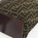 FENDI Zucca Canvas Hand Bag Black Brown Auth 157672-9