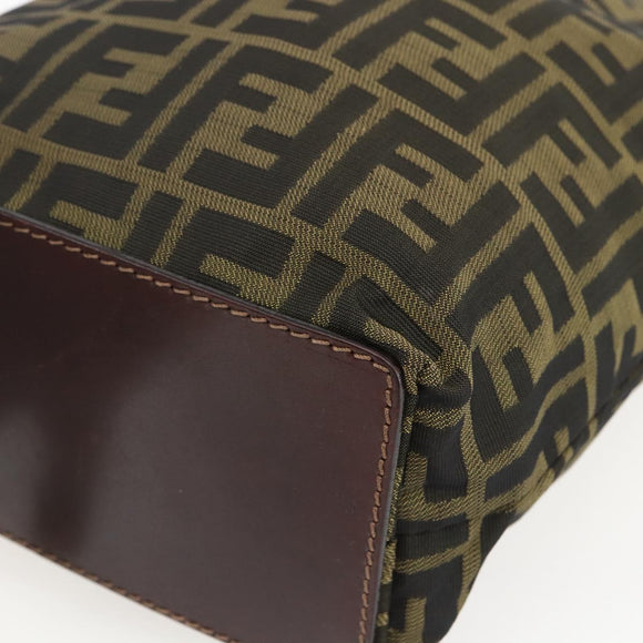 FENDI Zucca Canvas Hand Bag Black Brown Auth 157672