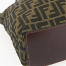FENDI Zucca Canvas Hand Bag Black Brown Auth 157672-14