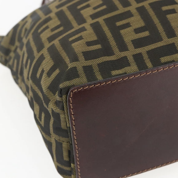 FENDI Zucca Canvas Hand Bag Black Brown Auth 157672
