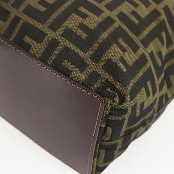 FENDI Zucca Canvas Hand Bag Black Brown Auth 157672