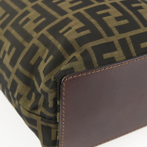 FENDI Zucca Canvas Hand Bag Black Brown Auth 157672